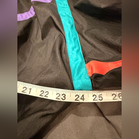 Vintage 80s Colorblock Windbreaker Jacket Black Neon Hooded Zip Up Womens M - Picture 5 of 5